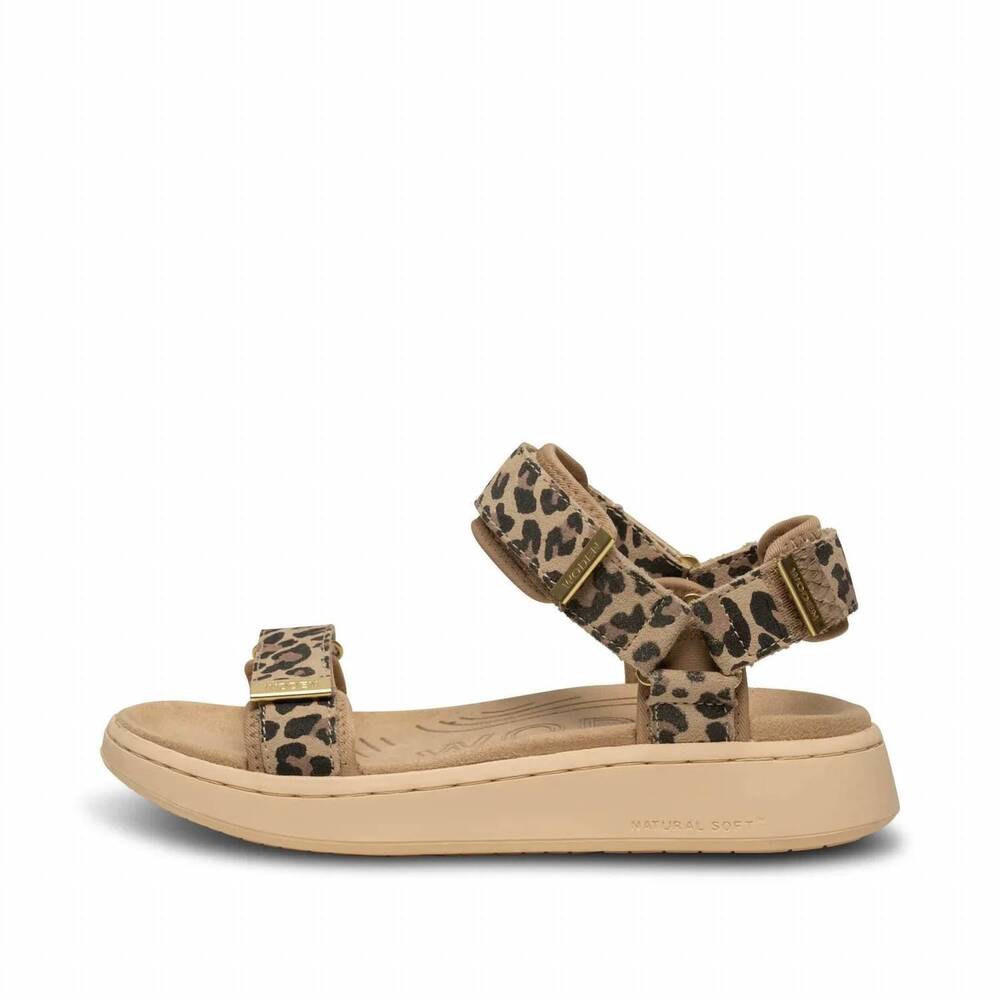 NEW WODEN women's line suede sandal in leopard